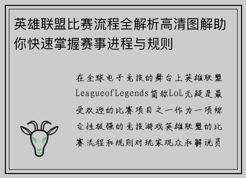 英雄联盟比赛流程全解析高清图解助你快速掌握赛事进程与规则